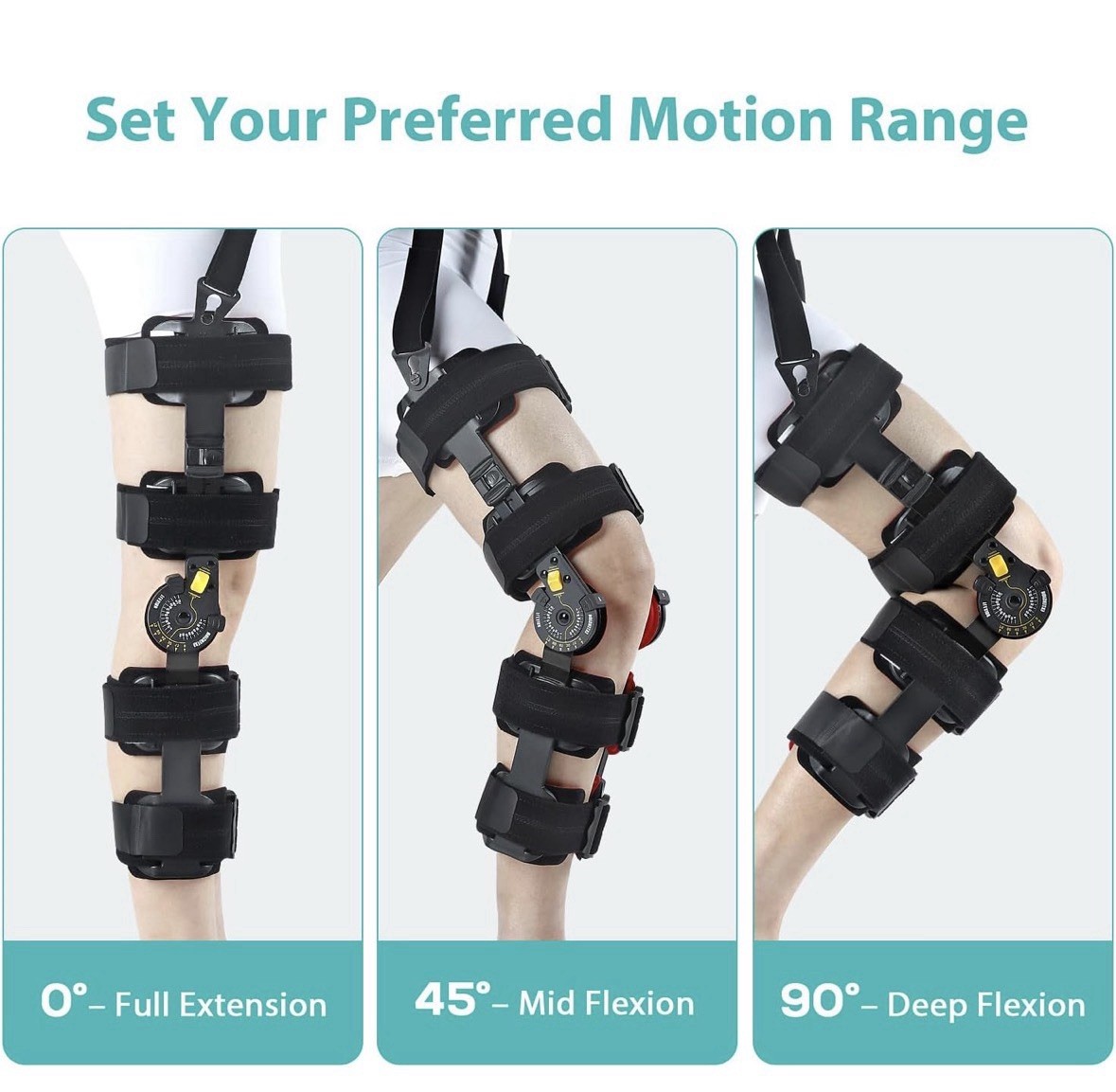 ROM Hinged Knee Brace, Adjustable Post-Op Support for ACL/MCL/PCL Injuries