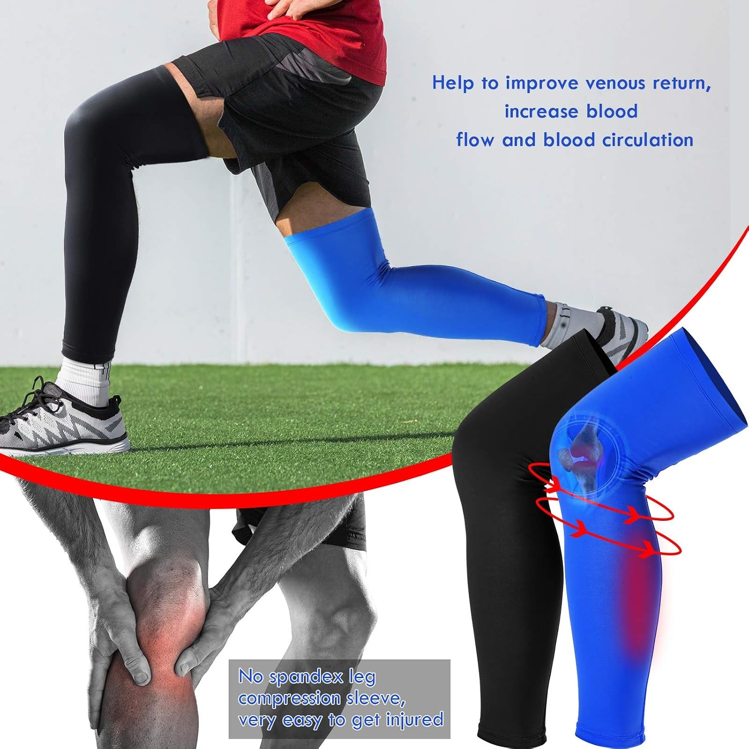 6 Pack Classic Compression Long Knee Sleeves Skylety Leg Sleeves Compression
