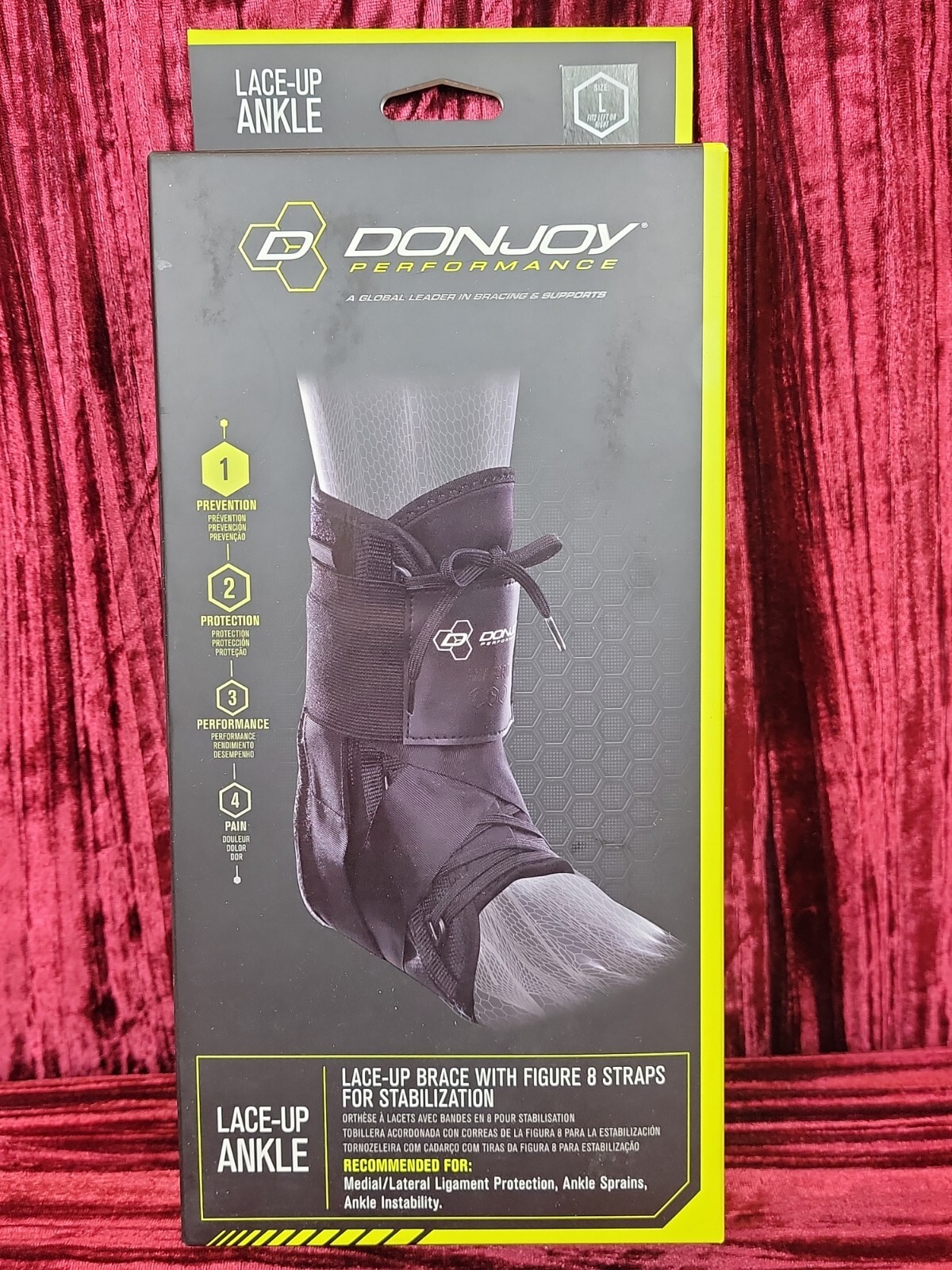 NEW NIP NIB Ankle Brace L Lace Up Adjustable Stabilization Ankle Instability LGE