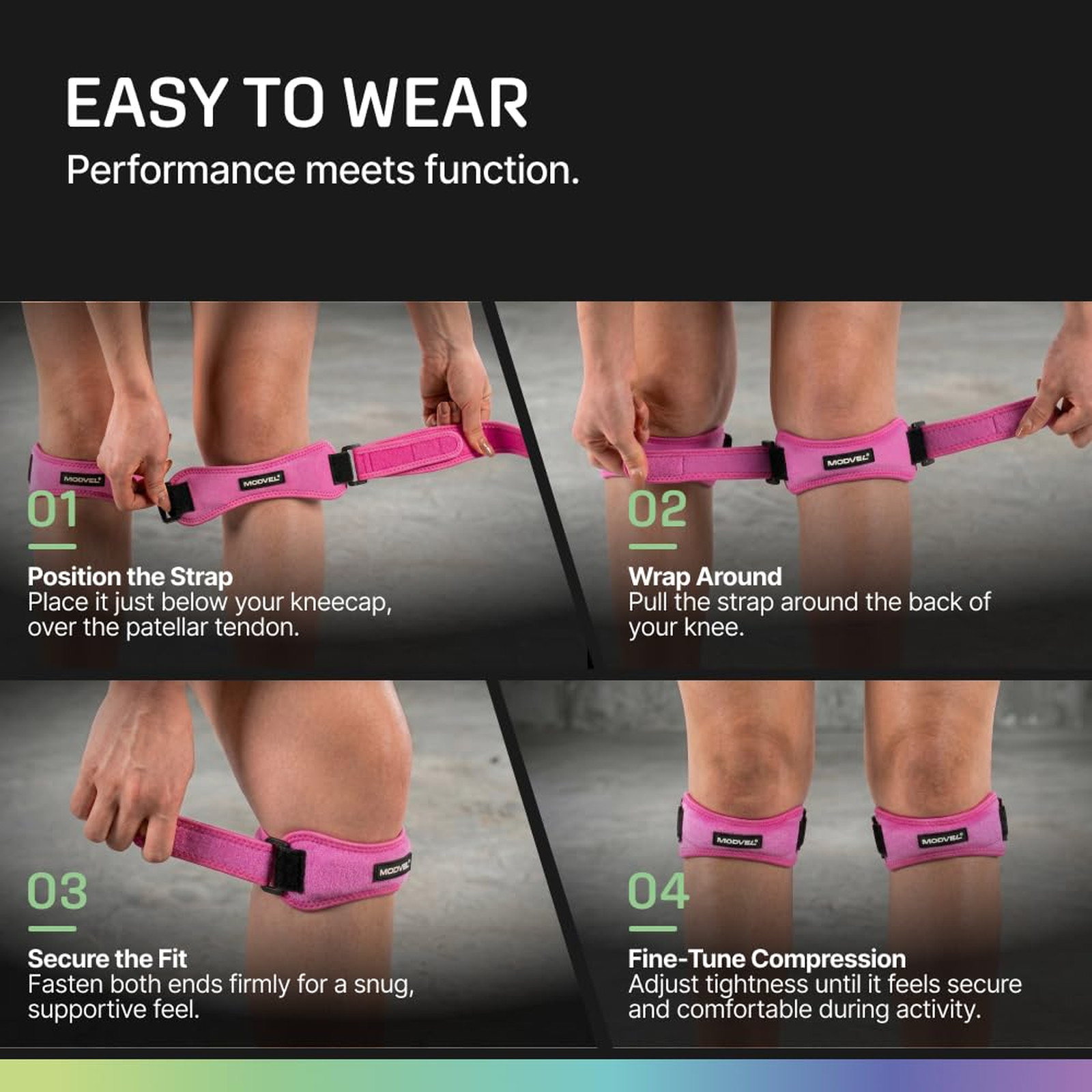 Knee Support Strap Patella Tendon Brace Band One Size Adjustable for Running