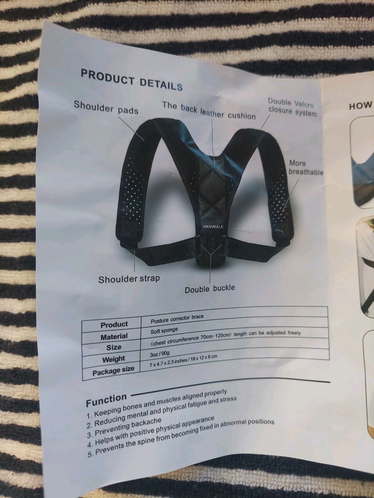 Vanwalk Back Posture Corrector Brace Breathable Adjustable