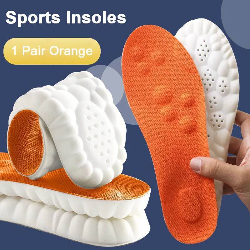 4D Latex Sports Shoes Insoles Super Soft High Elasticity Shoe Pads Anti-pain Deo