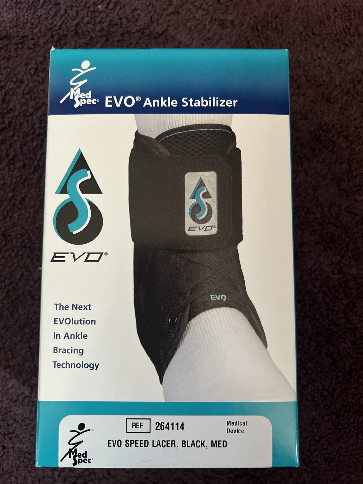 Med Spec Medium Size EVO Ankle Stabilizer – Black New