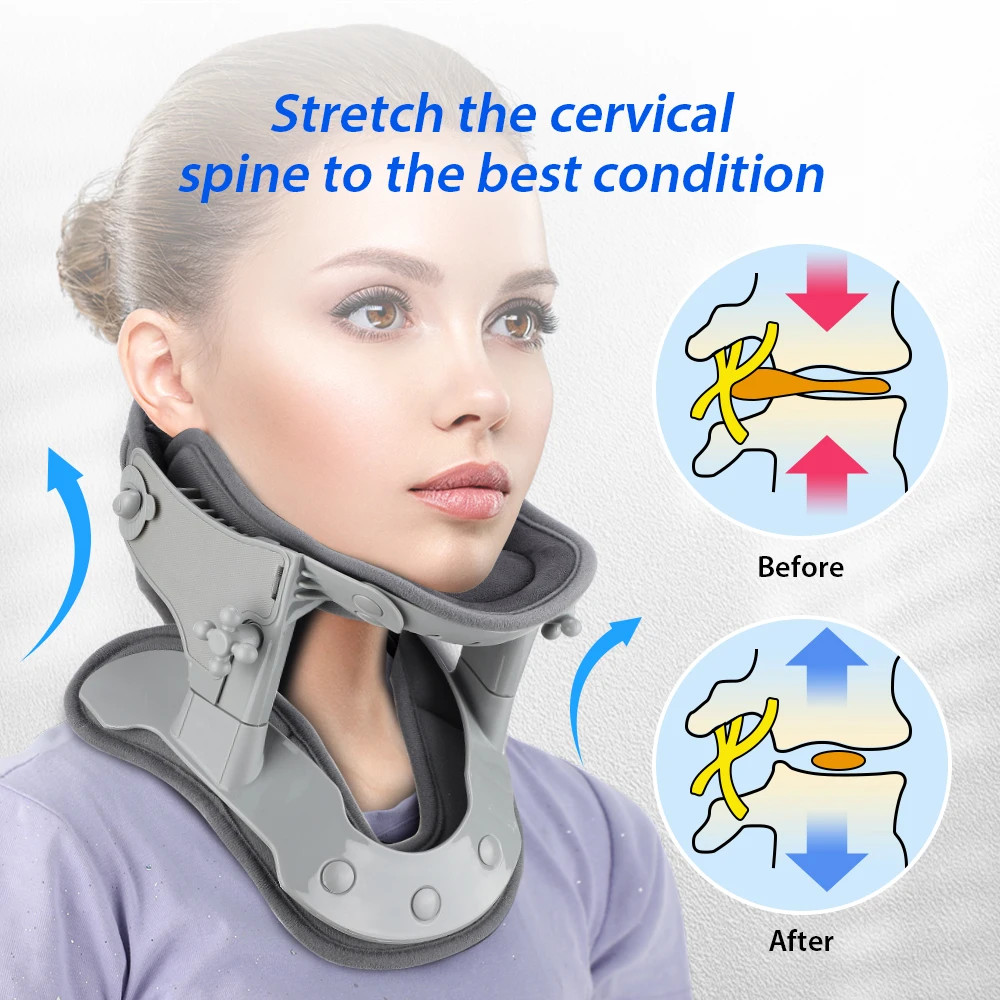 3 In 1 Neck Cervical Traction Electric Heating Spine Stretcher Support Collar