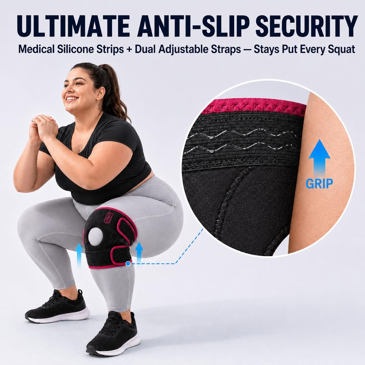 Fit Geno Knee Brace for Women Plus Size Support XL / 2XL / 3XL, Garnet