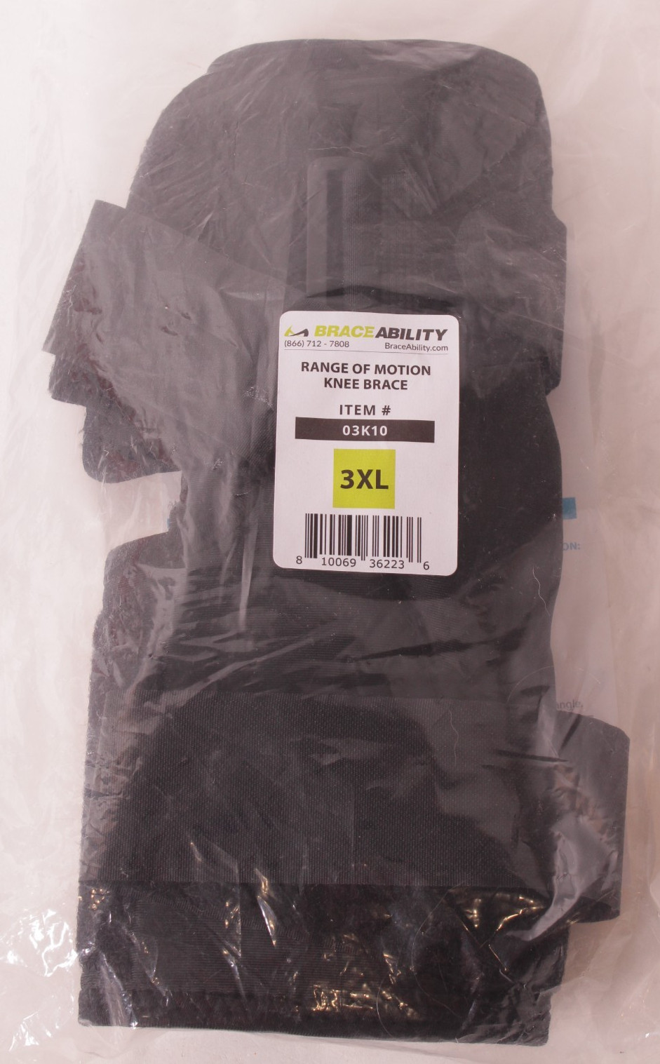 NEW Braceability Range of Motion Knee Brace – 3XL – 03K10 – plus size hinged