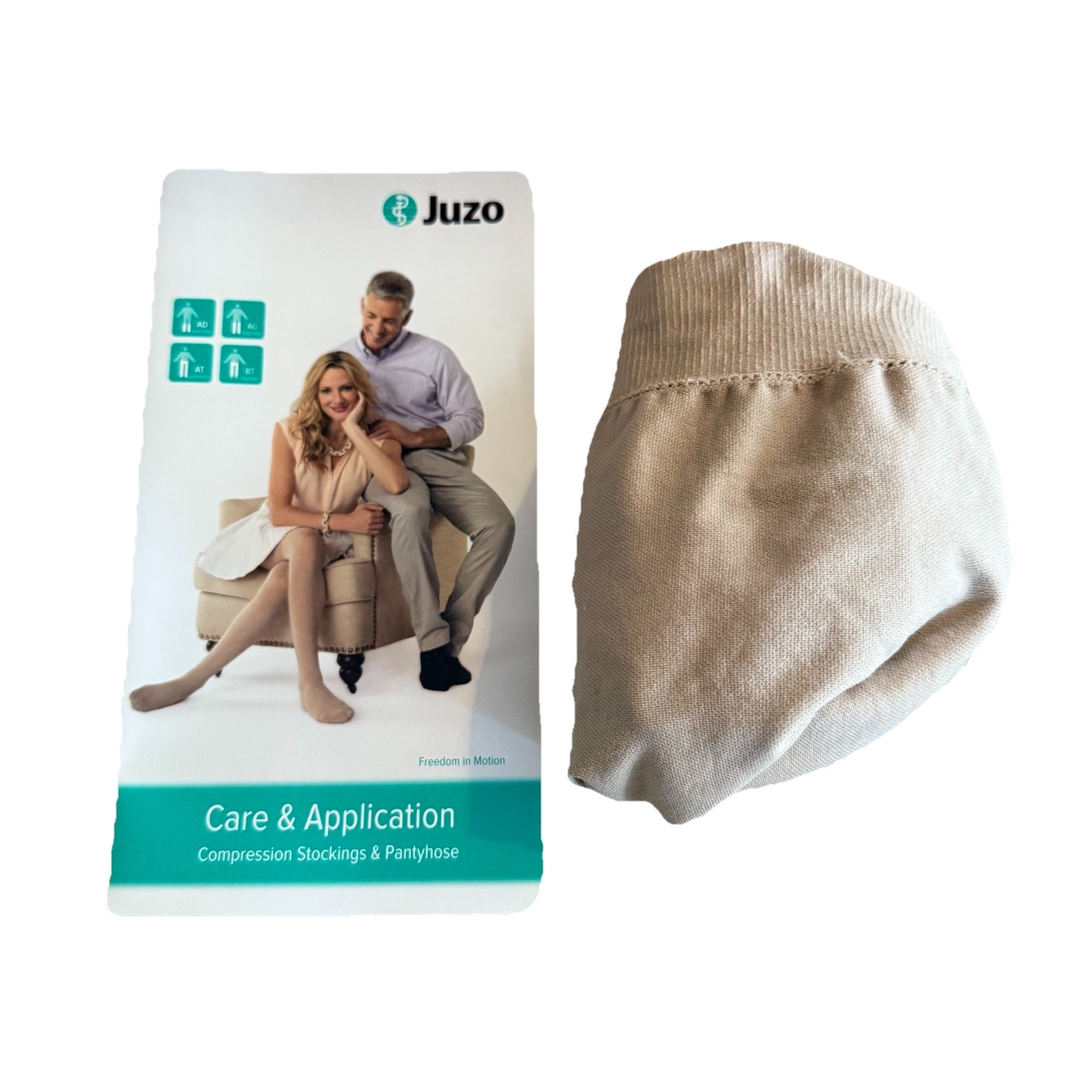 Juzo Soft Compression Stockings 2000 AD Size II 15-20mmHg Knee,FF, Petite Beige
