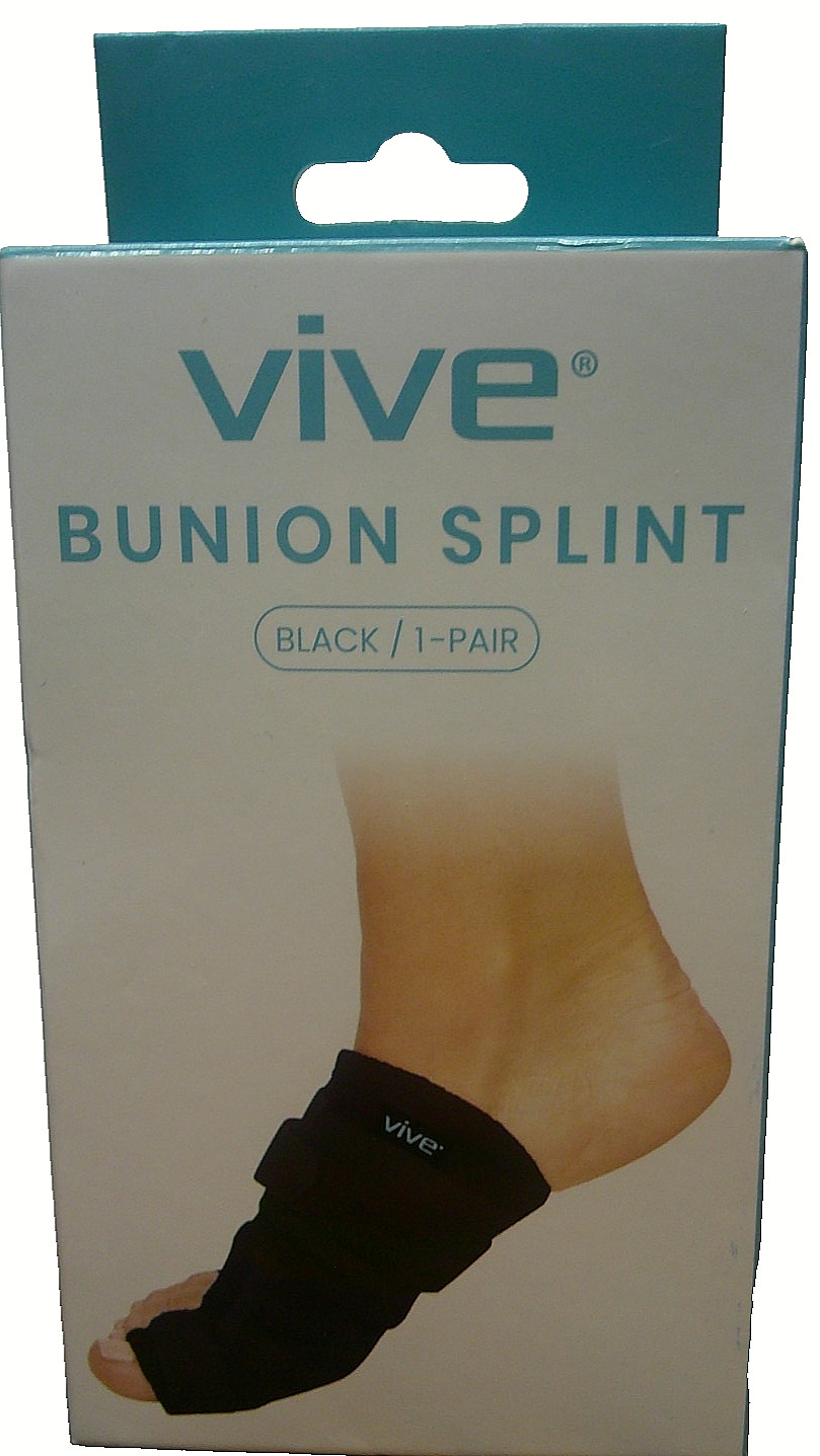 Vive Bunion Splint Support-1 Pc for LEFT Foot ONLY Black One Sz Fits Most 1057