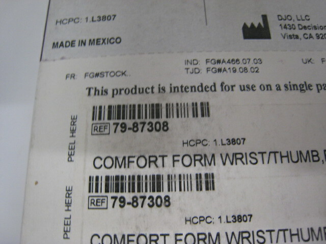 Procare 79-87308 79-87288 Comfort Form Wrist/Thumb, Right, Size XL lot of 7