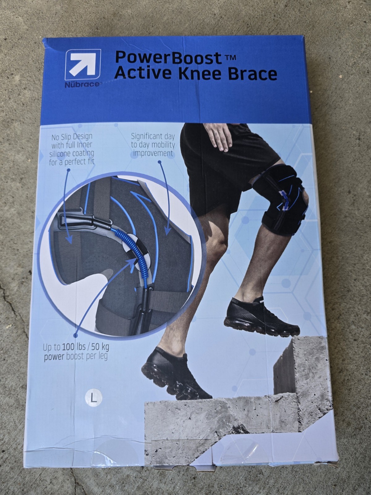 Nübrace Power Boost Knee Brace After Surgery Support – Size L Large