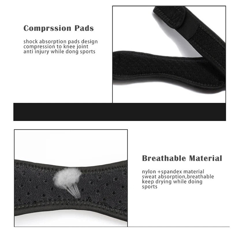 Knee Brace Support Patella Stabilizer Strap Arthritis Pain Relief Running Black