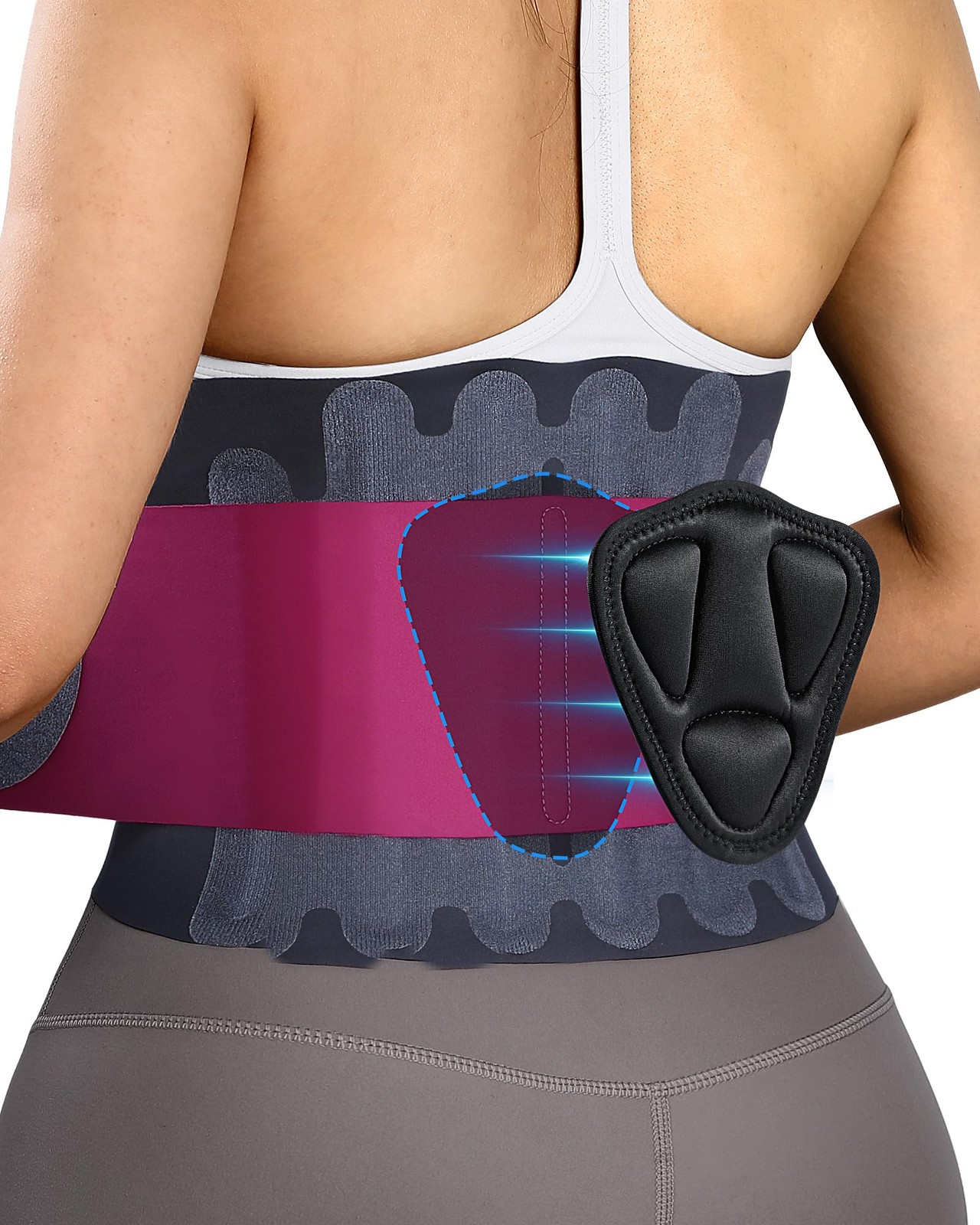 0.5mm Ultra Thin Back Brace for Women Men, 3D Lumbar Pad, Seamless Yoga Fabri…