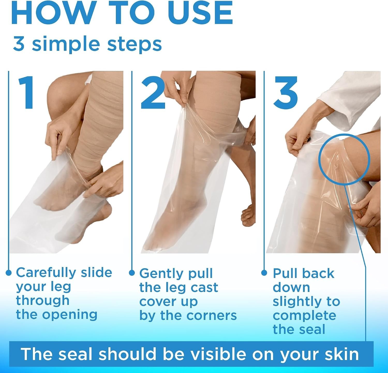 Lightweight Waterproof Cast Shower Cover for Full Leg – Comfortable & Reusable