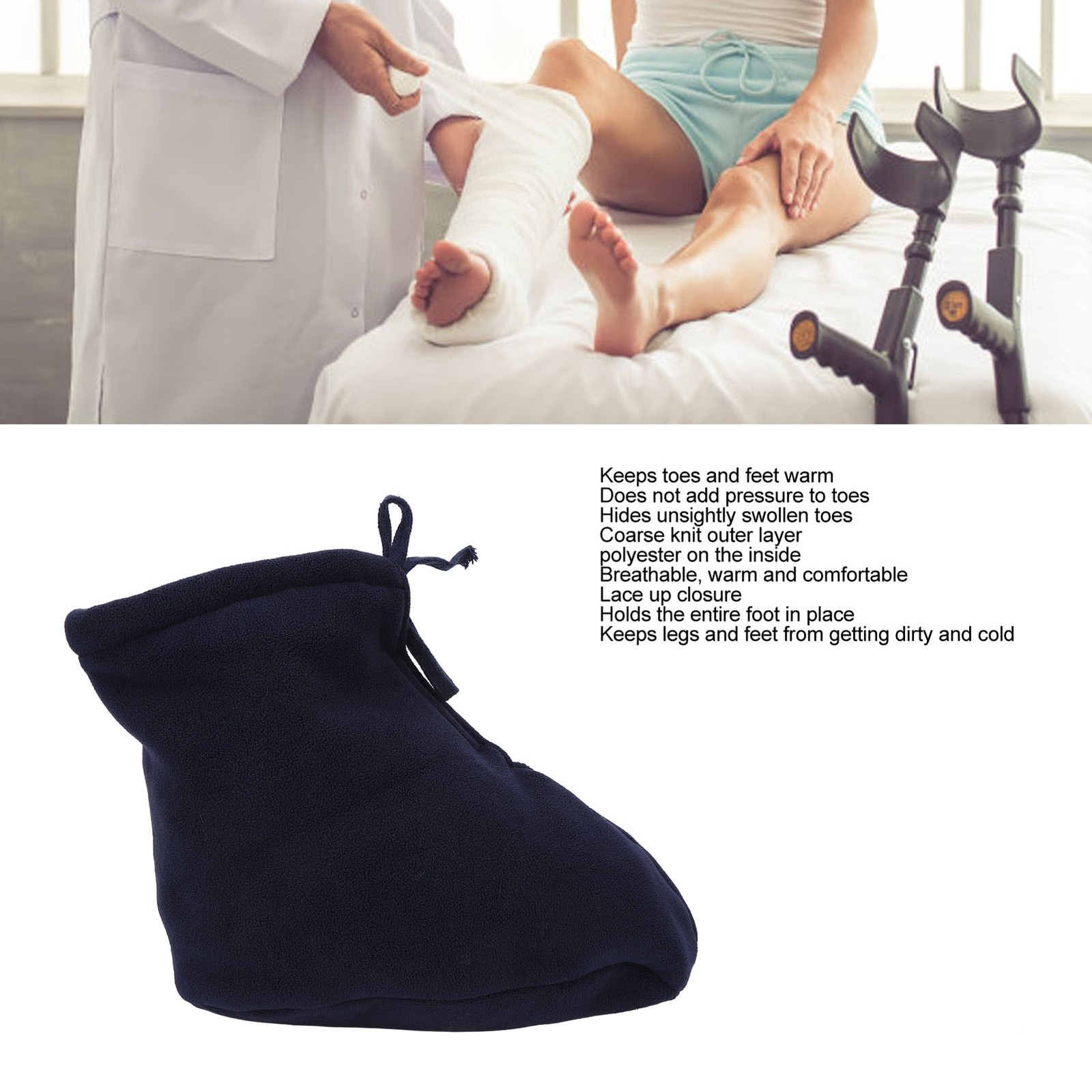 Dark Blue L Cast Toe Cover Sock Thickened Padded Cast Foot Warm Sock For ☆
