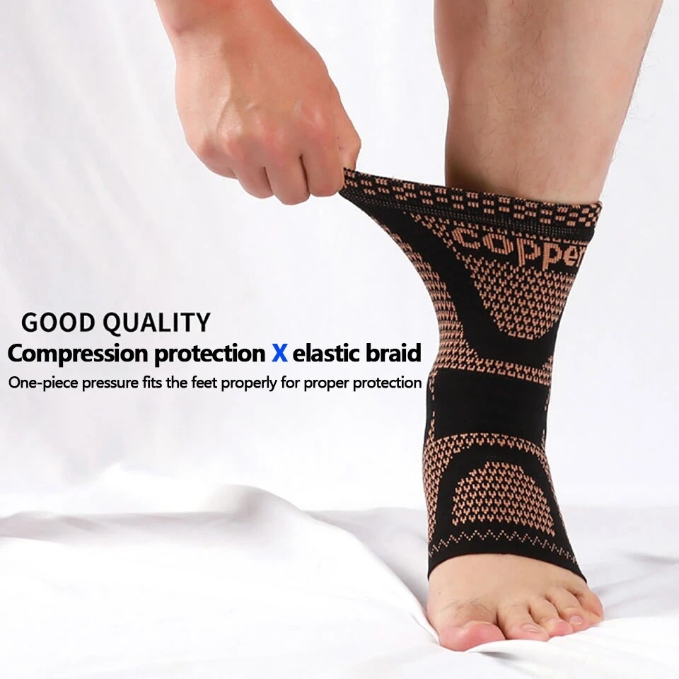 Ankle Support Brace Copper Compression Sleeve Socks Foot Pain Relief Sport Wrap