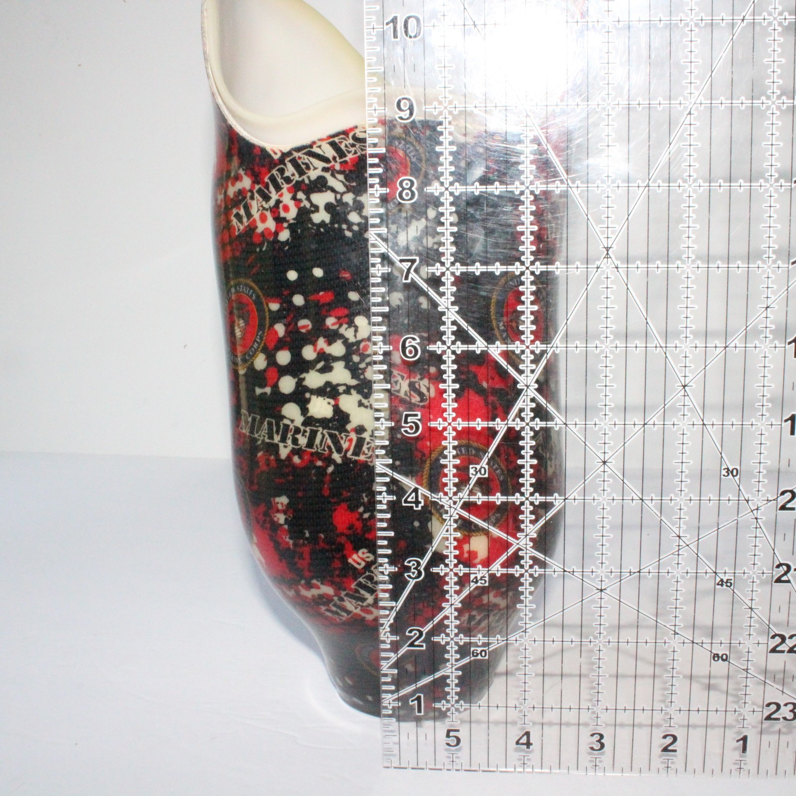 STUNNING BELOW-KNEE LEFT PROSTHETIC SOCKET RED-WHITE-BLACK U.S MARINES GRAPHICS