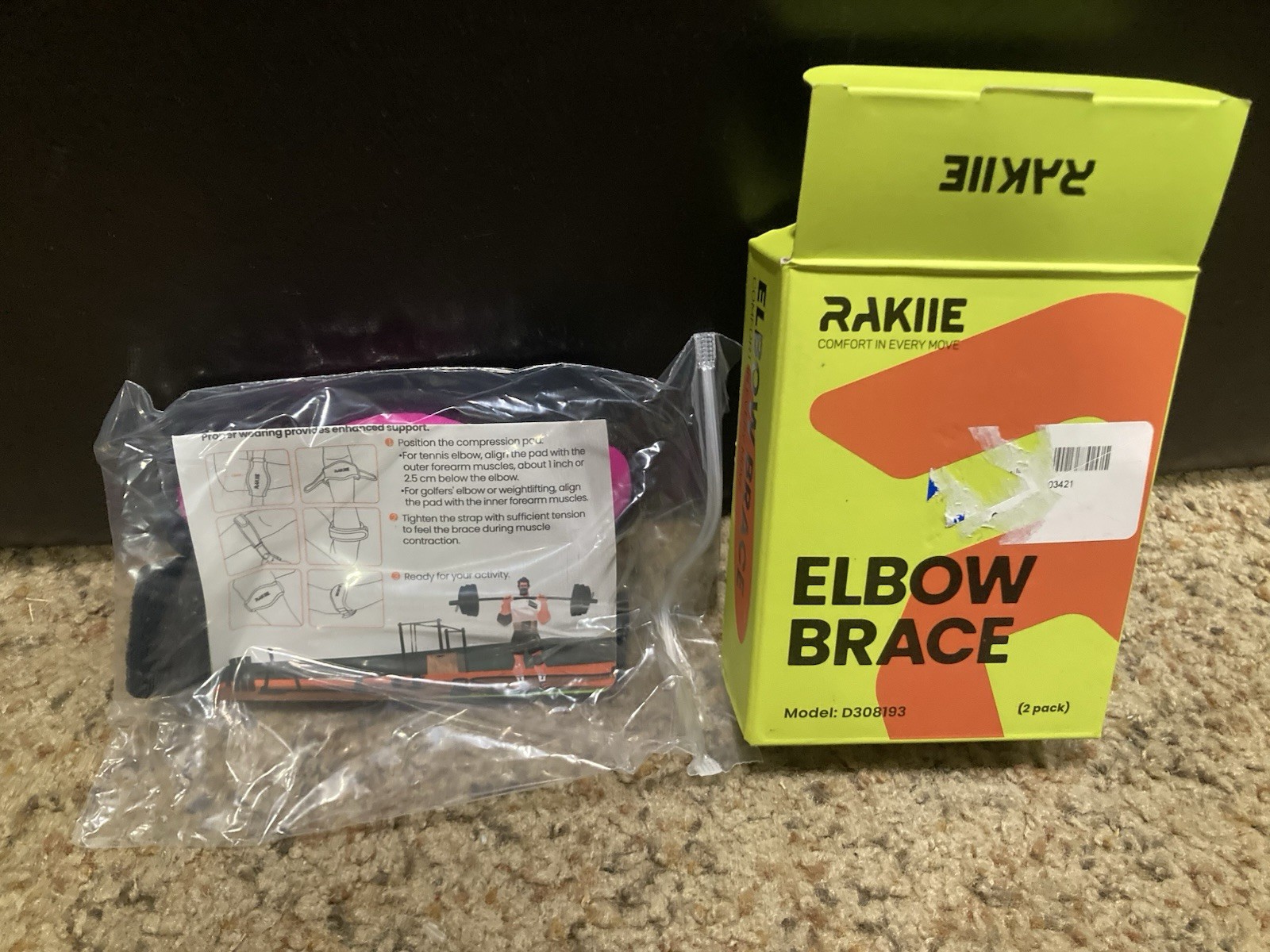 Rakiie Elbow Brace (2 Pack) Model: D308193 Open Box Free Shipping
