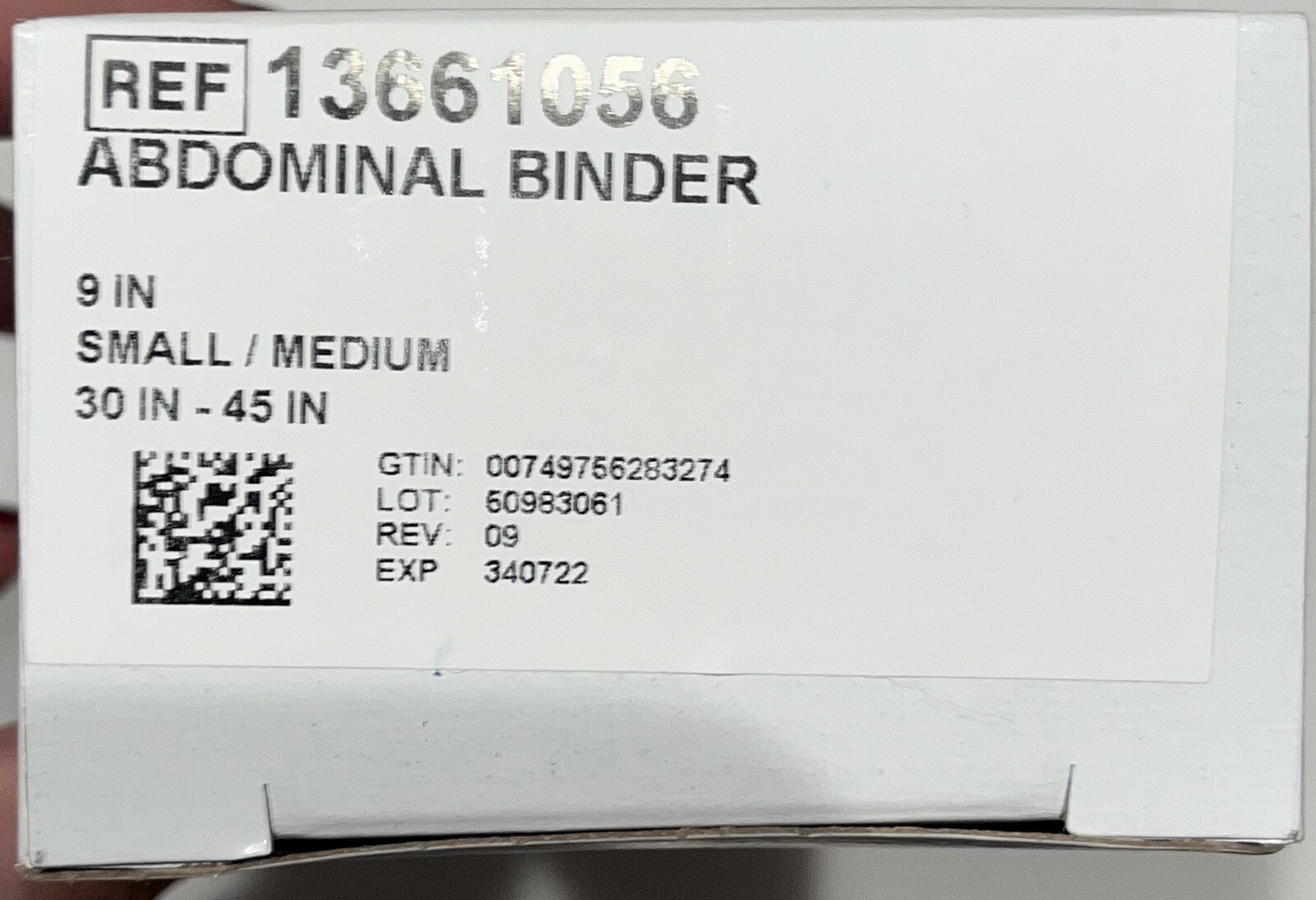 DeRoyal Abdominal Binder 9” Medium/small EUC Postpartum Post C-section 30-45 In