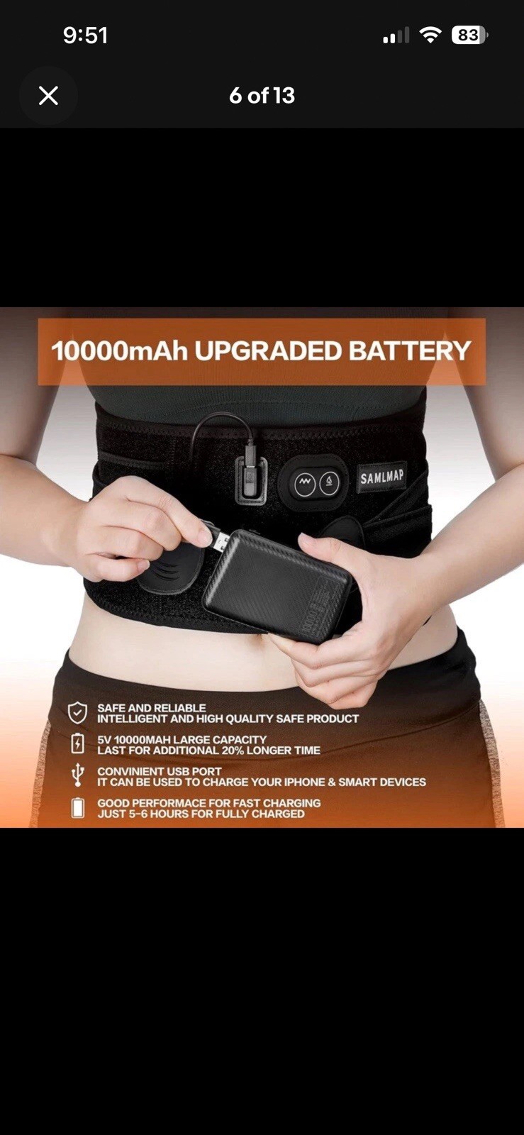 Heated Back Brace Lower Back Pain Relief Adjustable New Open Box Size L/XL
