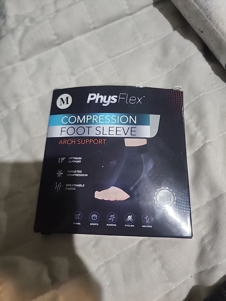 Physflex Compression Foot Sleeve Arch support Plantar Fasciitis New M Medium