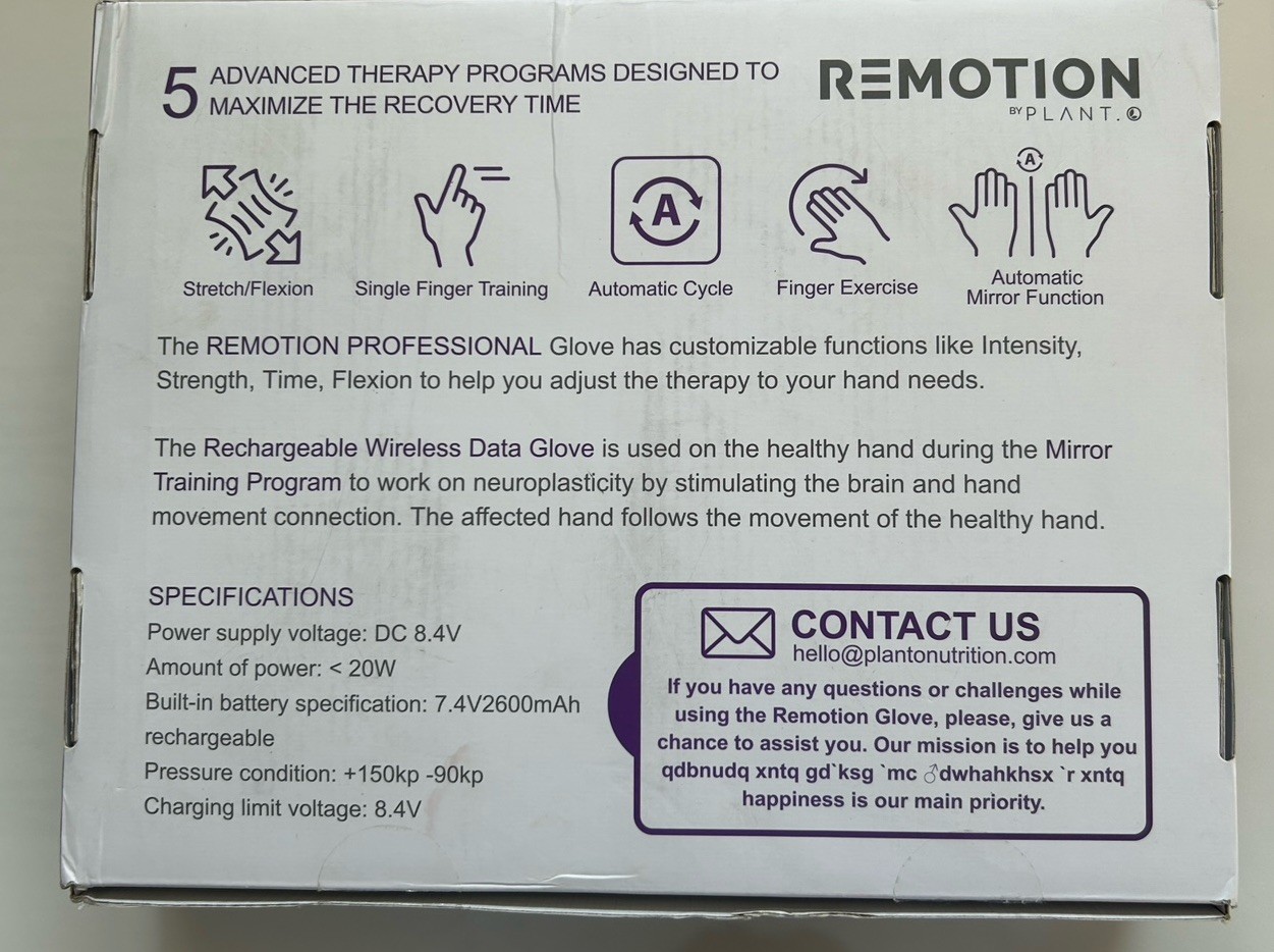 Remotion Rehabilitation Robot Glove – Hand Stroke Recovery, Right Hand, Large