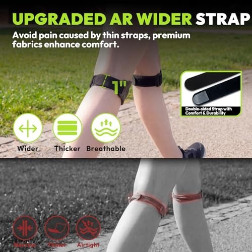 Patellar Tendon Support Strap, Silicone Knee Brace for Men Women, Adjustable Pat