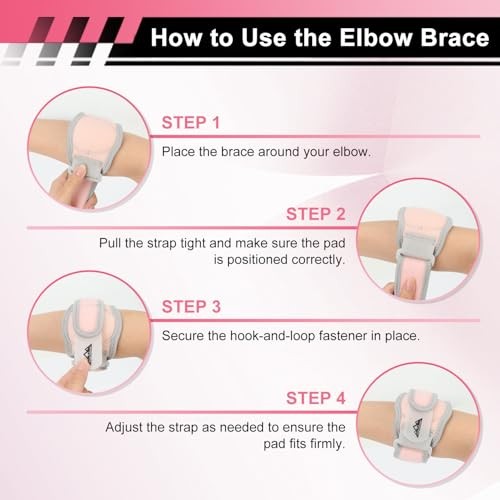 Elbow Brace for Women Men, Forearm Guard for Tennis Golfers Pink (1 pcs)
