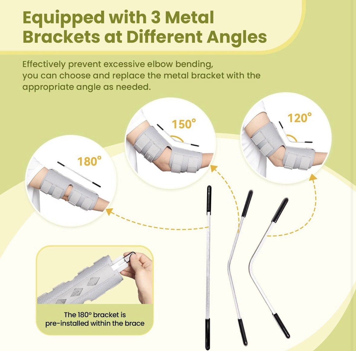 Cubital Tunnel Syndrome Elbow Brace Splint for Ulnar Nerve Entrapment Airy Gray