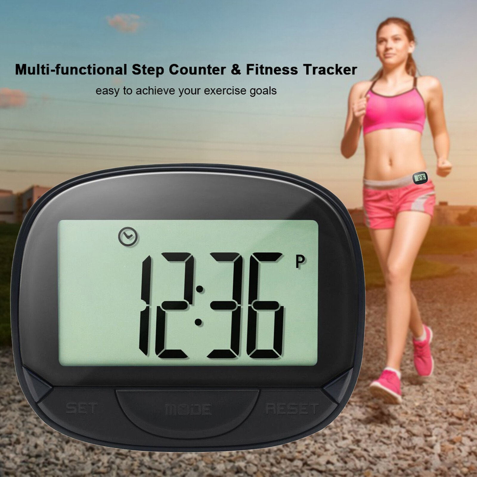 Multi-Functional Step Counter 3D Pedometer W/Clip For Fitness Tracker Tool E7A8
