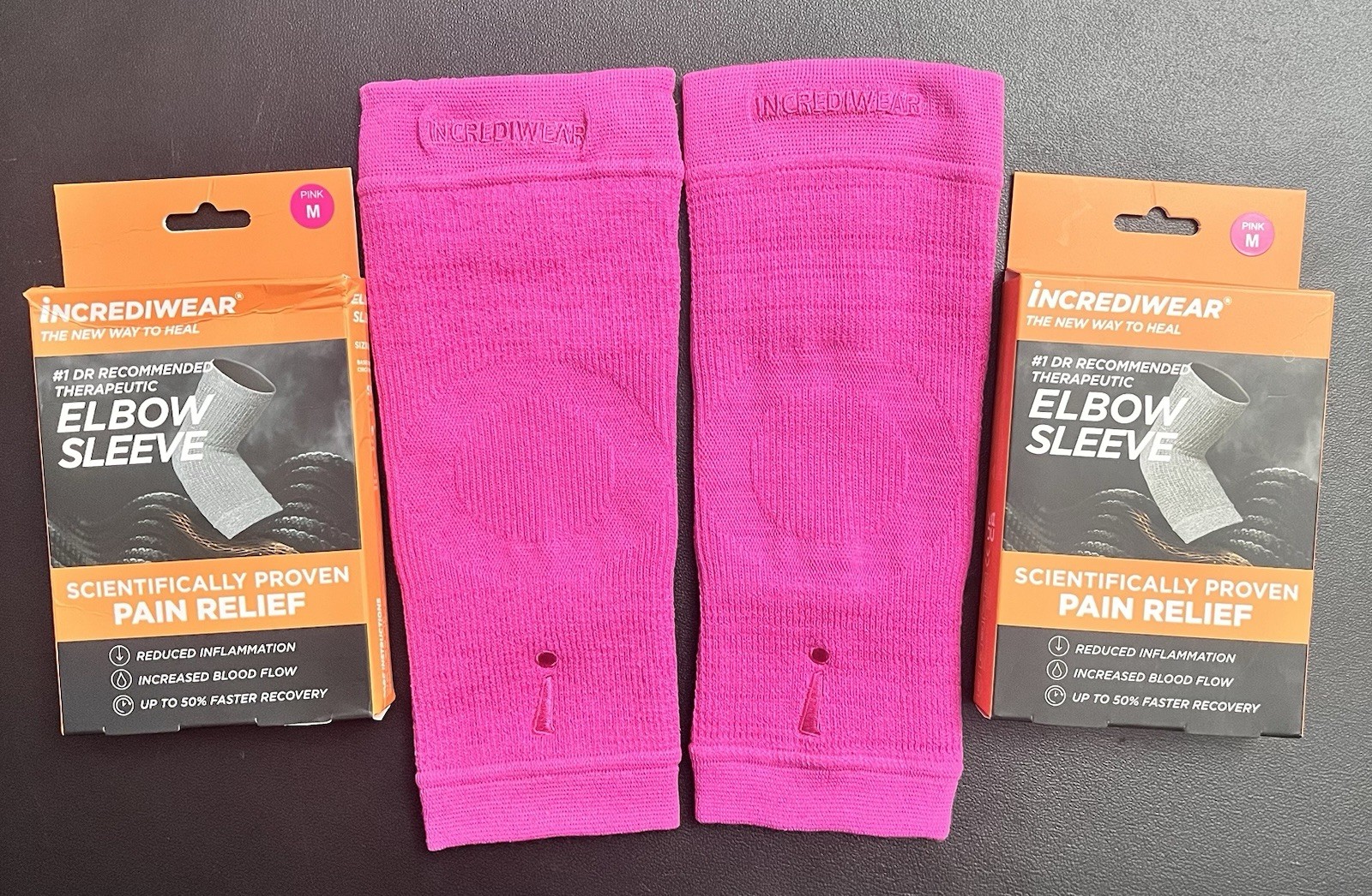 Incrediwear Elbow Sleeve Med Pair Pink Compression Brace – Used