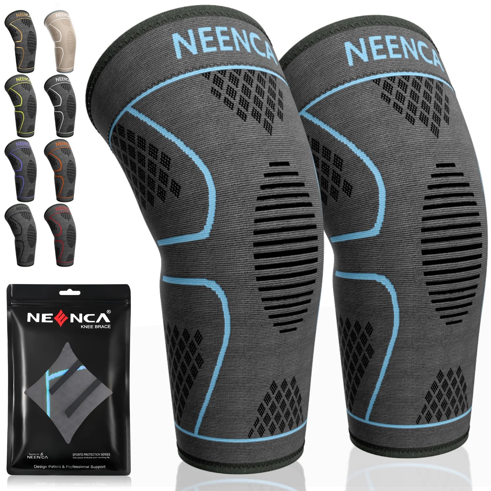 NEENCA Knee Braces for Pain Women & Men -2 XXX-Large, 2 Pack – Sky Blue