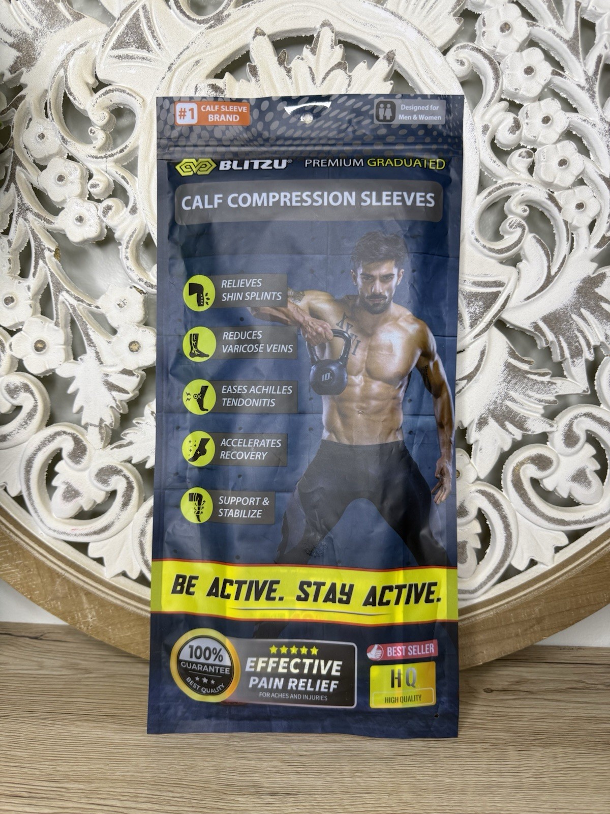 Blitzu Calf Compression Sleeves – Size L-XL- Black- New