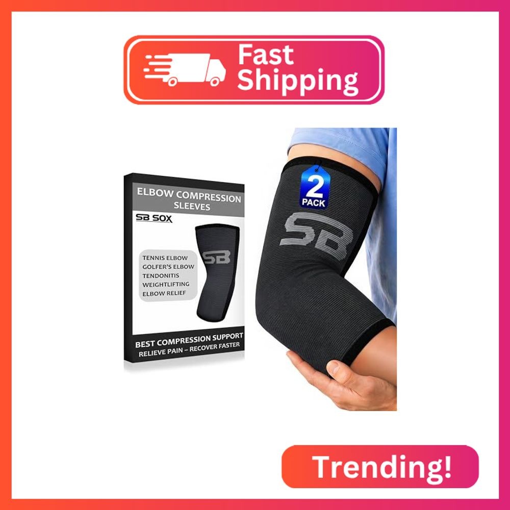 SB SOX Compression Elbow Brace (Pair) – Great Support That Stays in Place – for