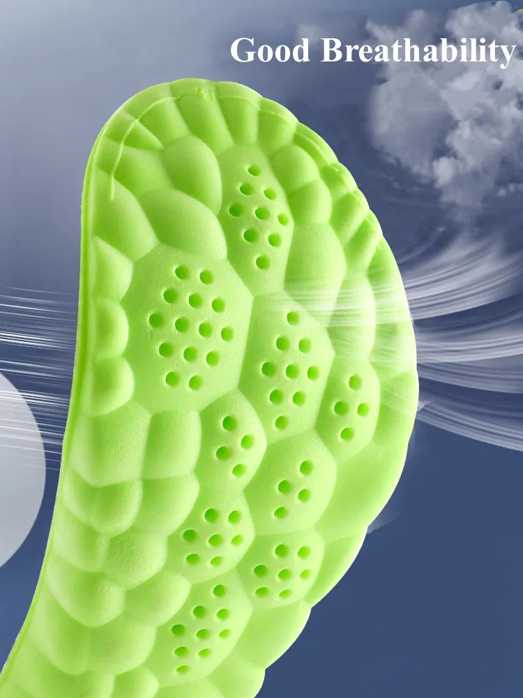 4D Latex Sports Shoes Insoles Super Soft High Elasticity Shoe Pads Anti-pain Deo