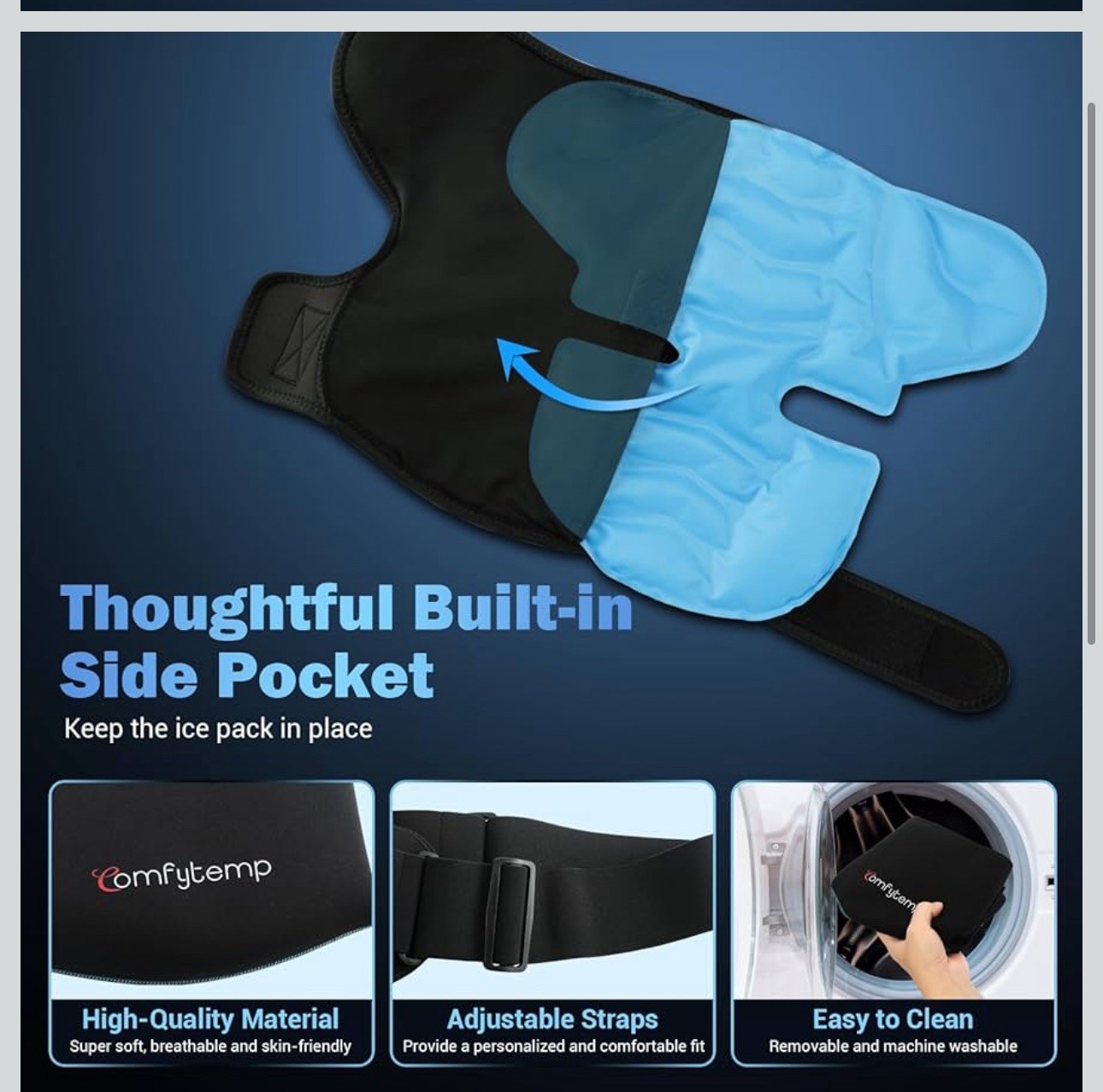 Shoulder Ice Pack Wrap Shoulder Brace, Gel Cold Compression , 1 Gel Ice Pack