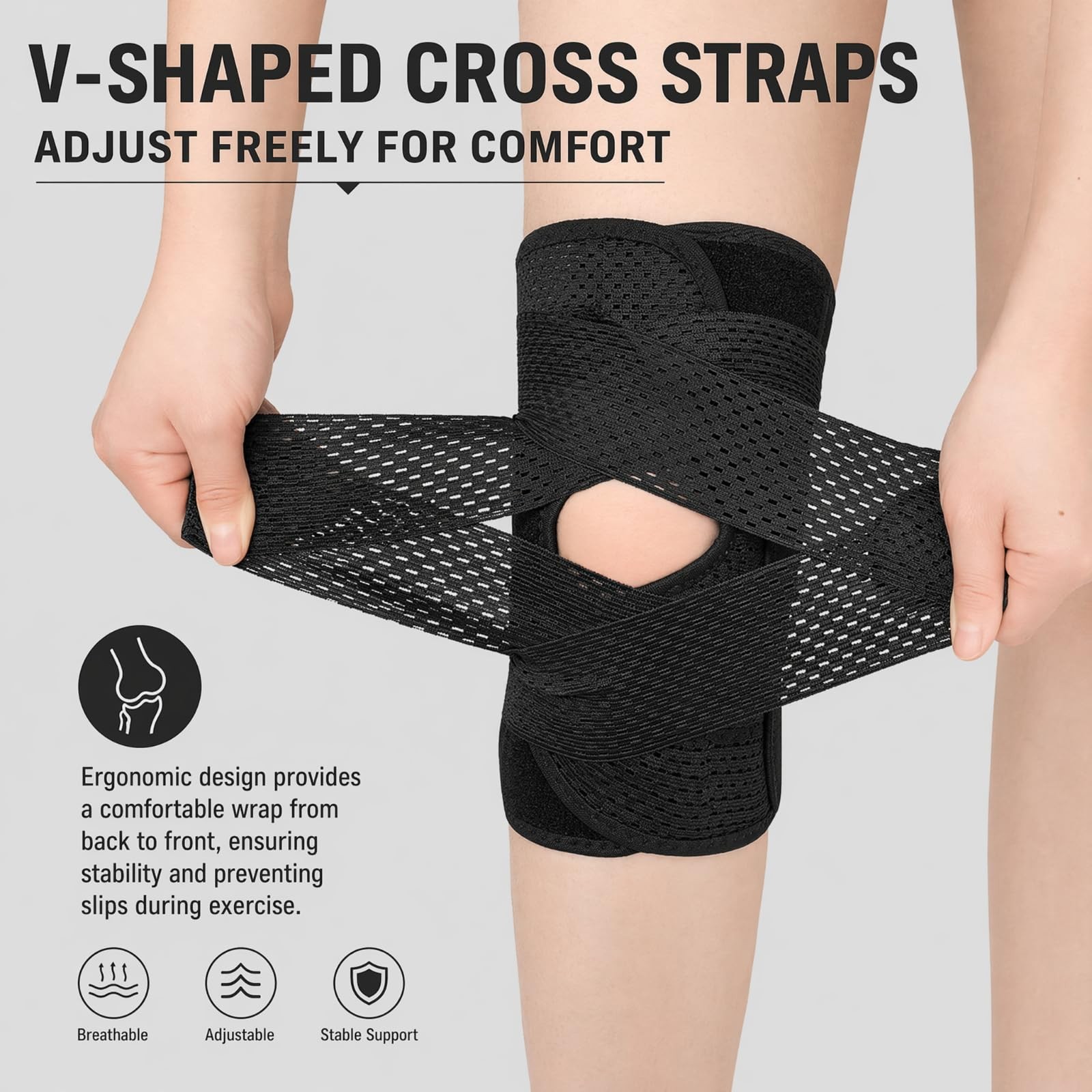 Compression Knee Sleeve, Non-Slip Knee Brace for Weightlifting, Squats, Runni…