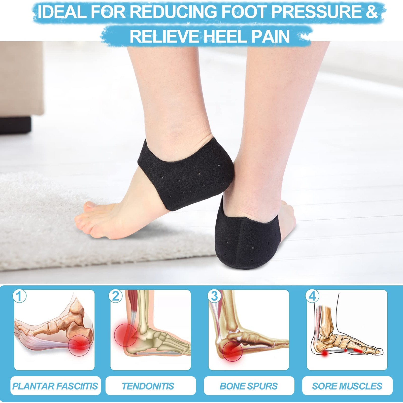 Thicker Heel Cushion Cups for Heel Pain Relief, Plantar Fasciitis and Heel Sp…