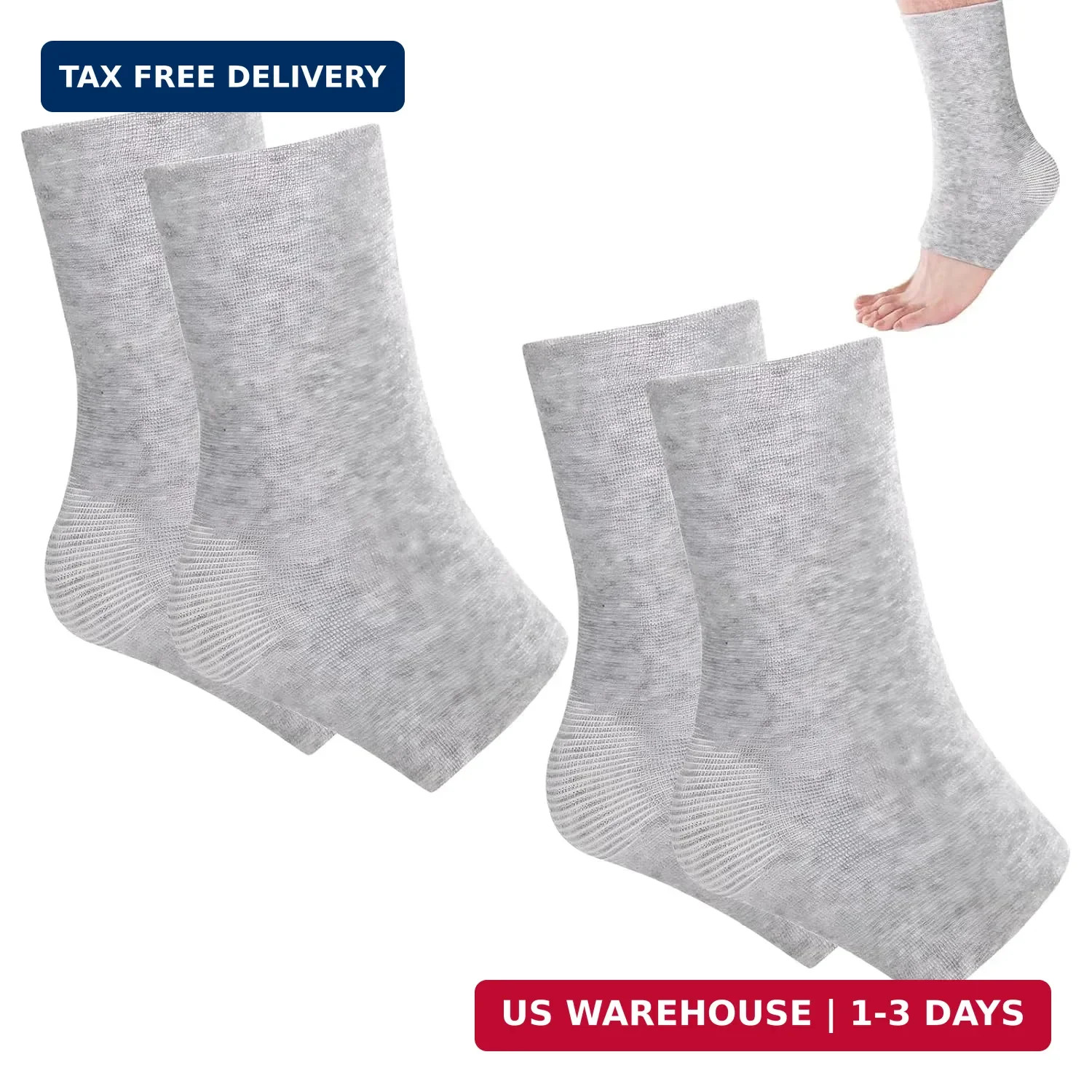 2 Pairs Bamboo Compression Socks, Soft Bamboo Foot Ankle Sleeves, Suitable for C