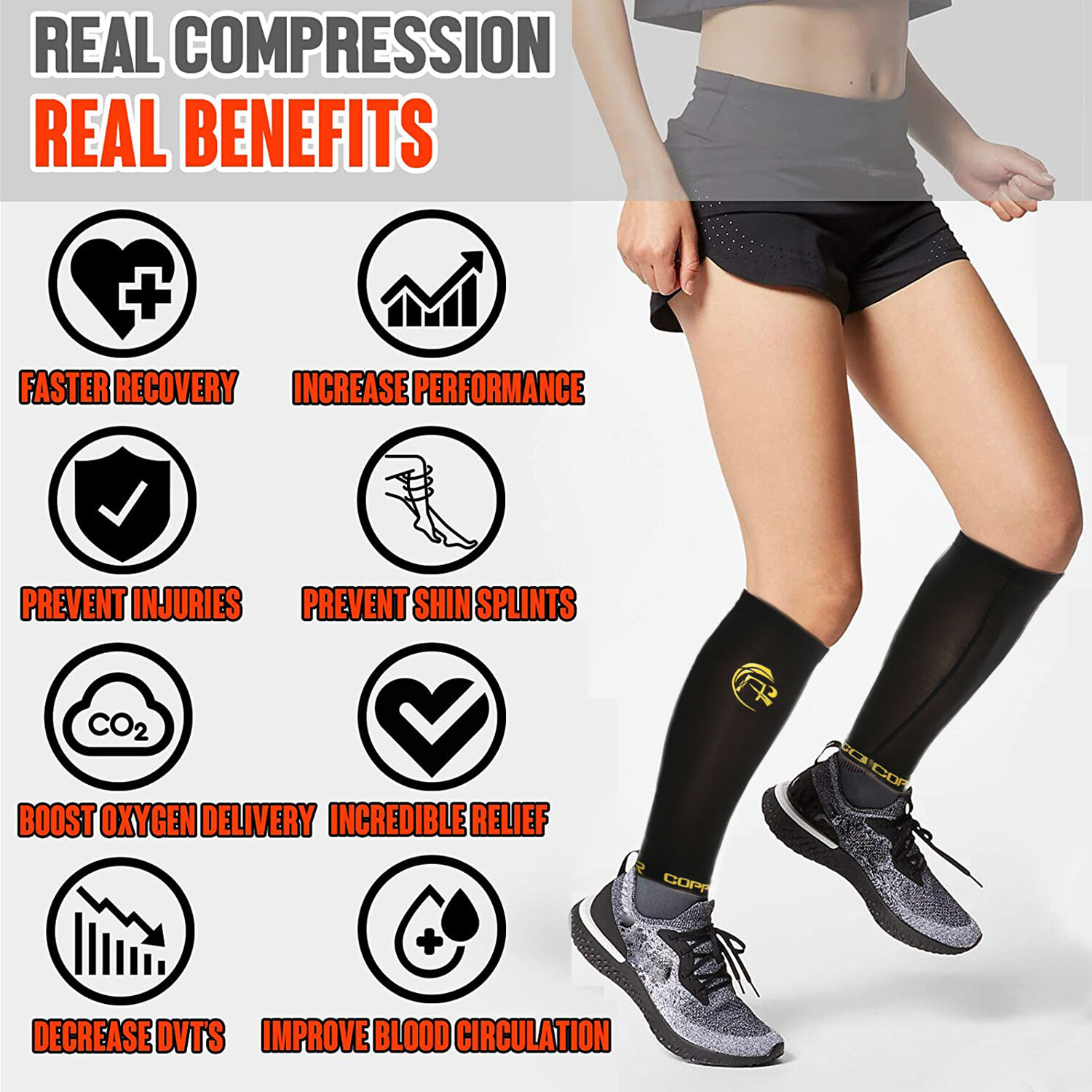 Copper Compression Socks 20-30mmHg Support Calf Leg Sport for Men Women Workout