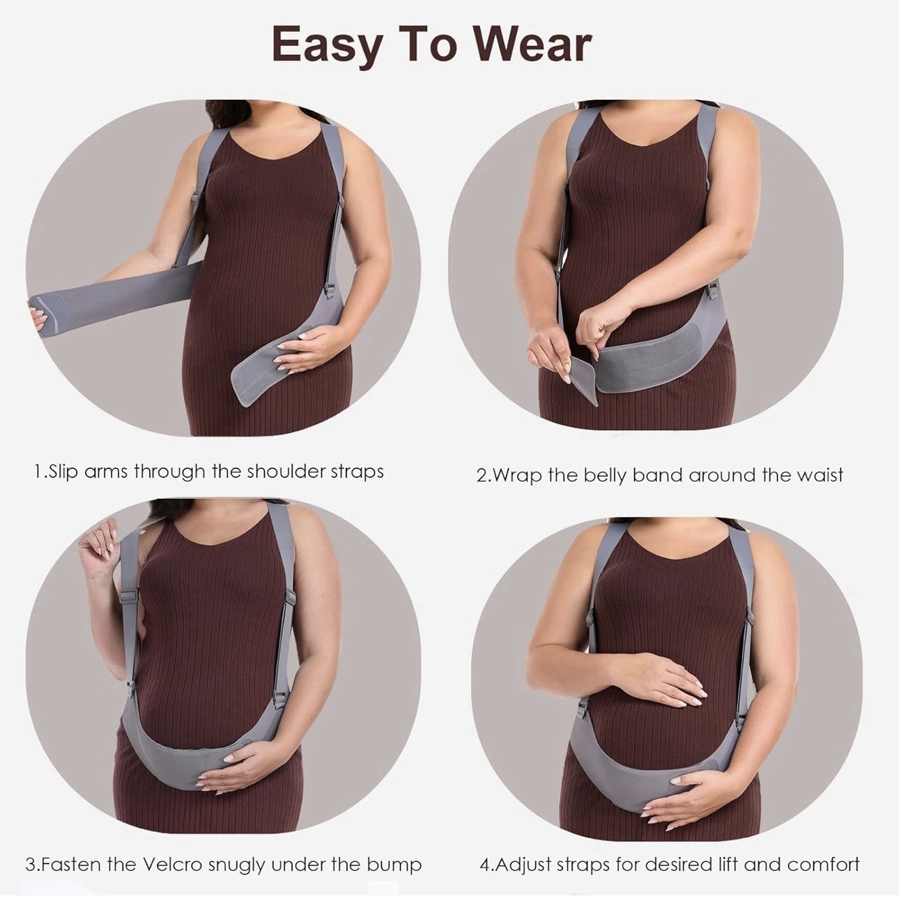 Pregnancy Belly Band with Adjustable Support Brace Straps (Beige L) New
