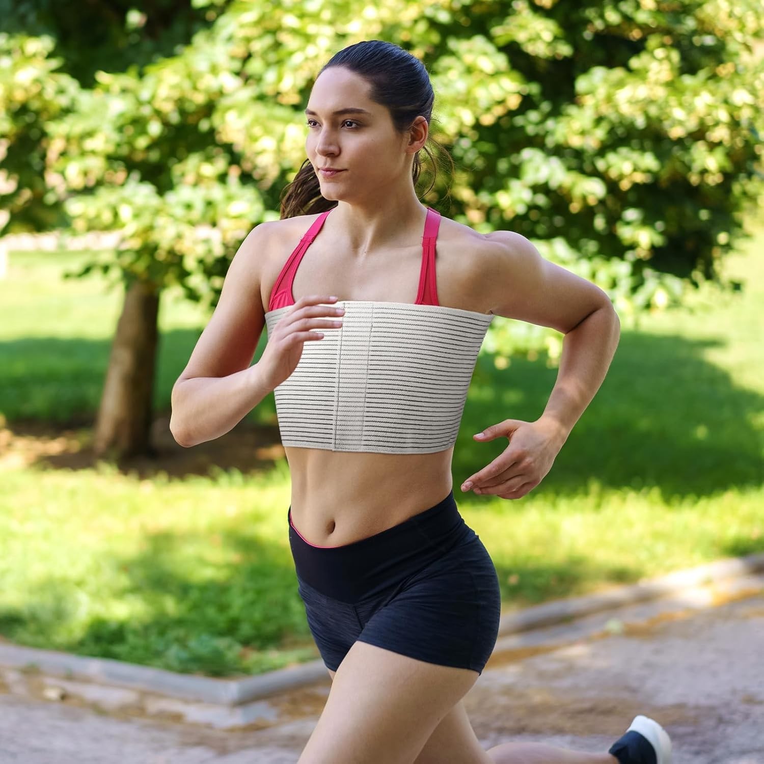 2 Pcs Chest Binder Wrap Breast Support Band Sports Strap Adjustable Large