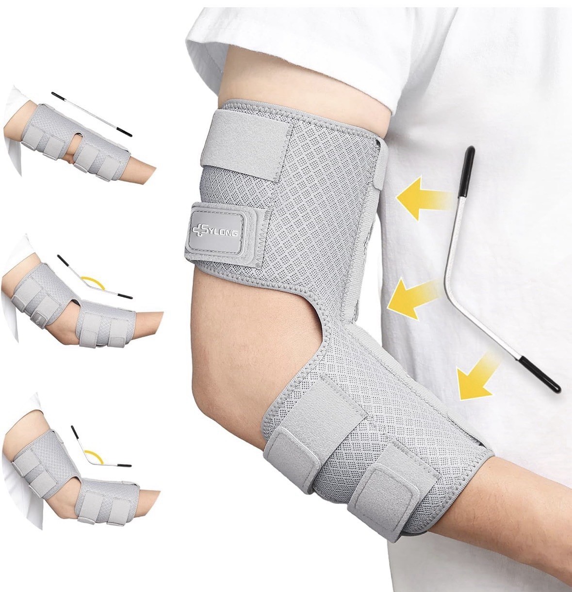 Cubital Tunnel Syndrome Elbow Brace Splint for Ulnar Nerve Entrapment Airy Gray