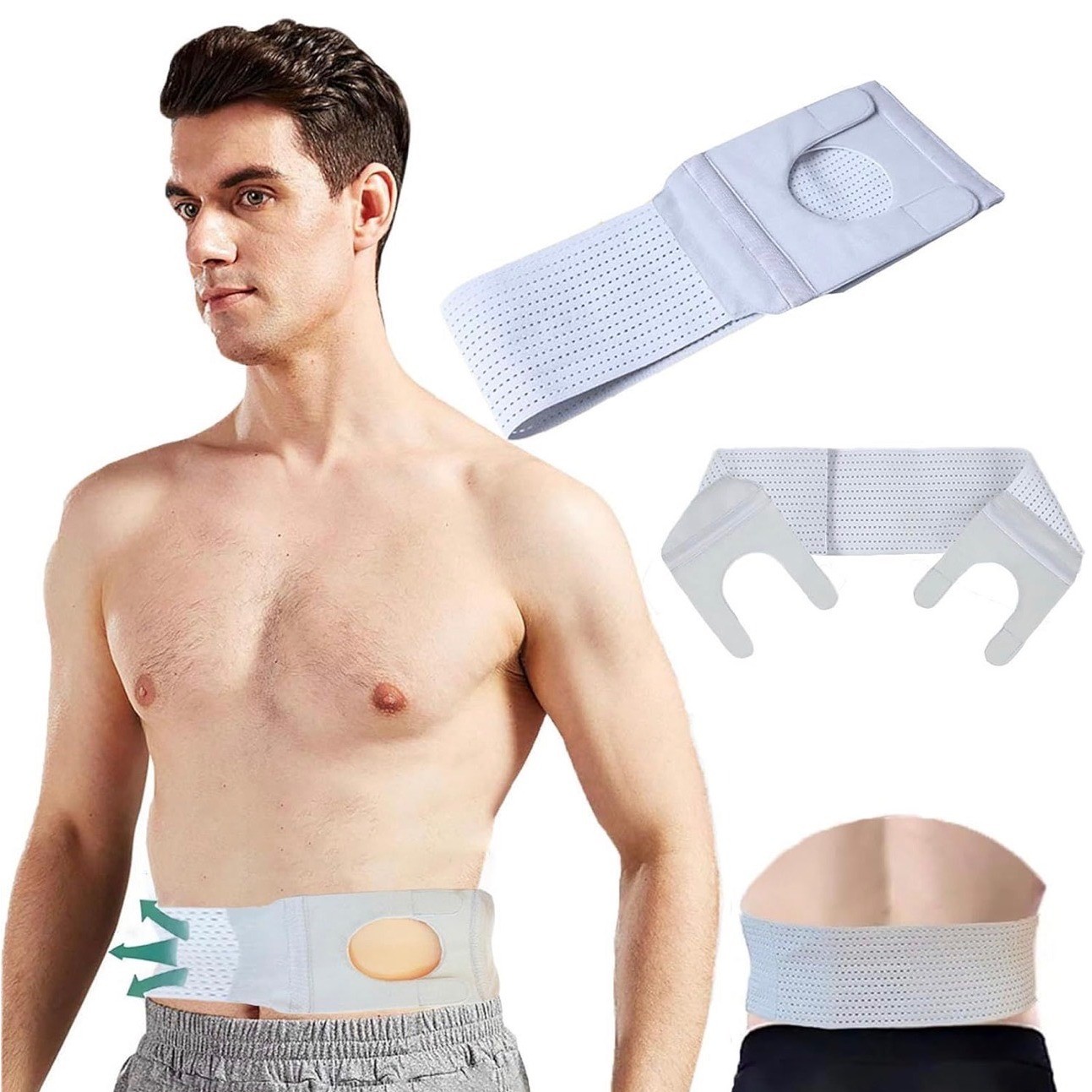 3 Pack Ostomy Support Belt Adjustable Stoma Hernia Belt Grey Medium 32-36in