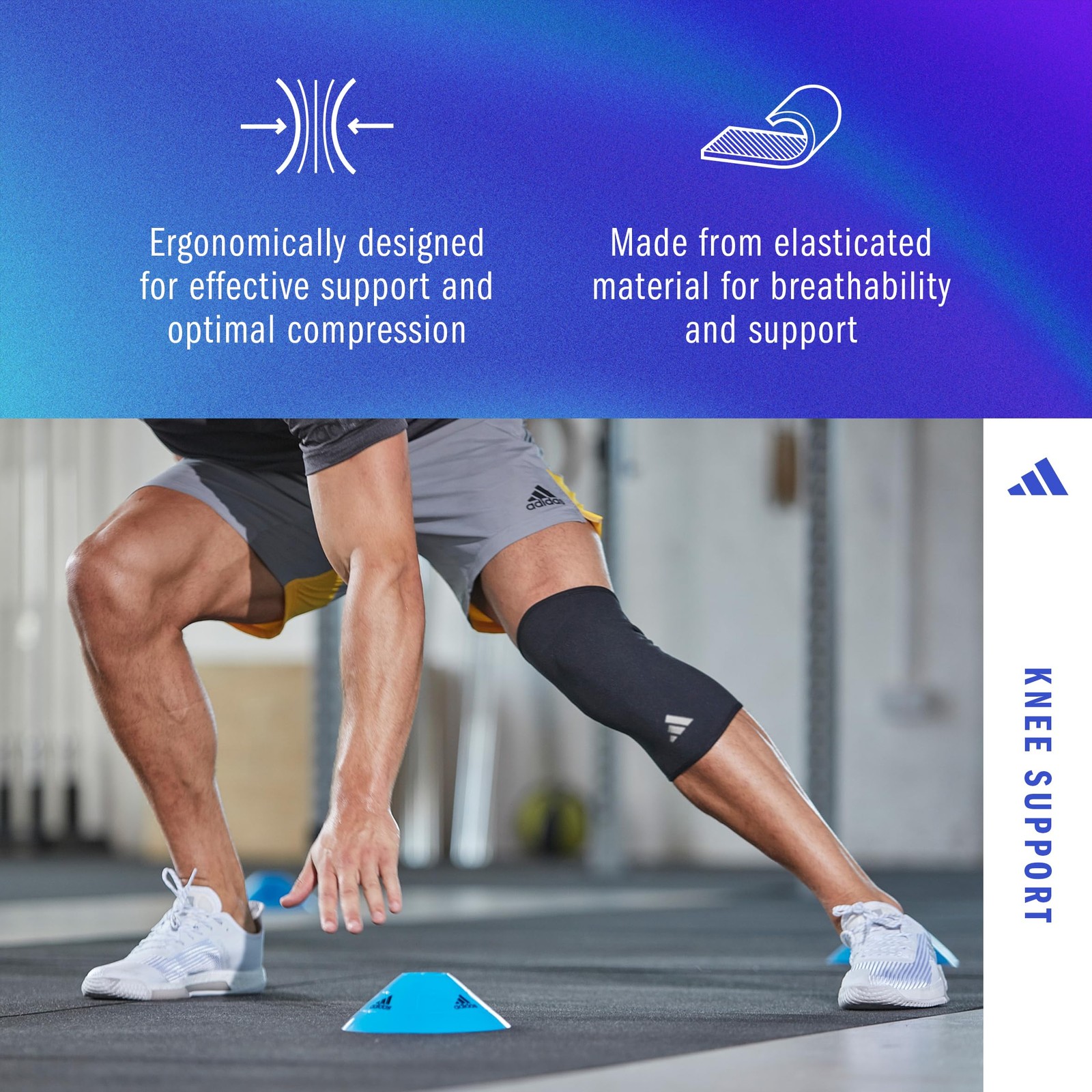 adidas Knee Support Sleeve – for Support, Large, Black (Large)