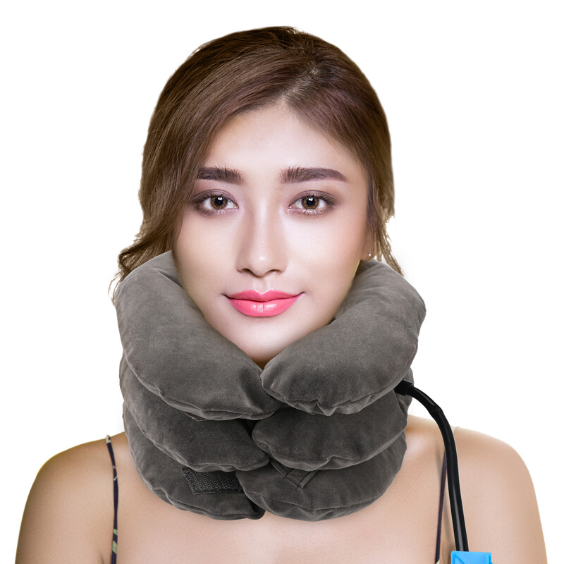 Cervical Neck Traction Collar Device for Neck Back Pain Relief Inflatable Grey