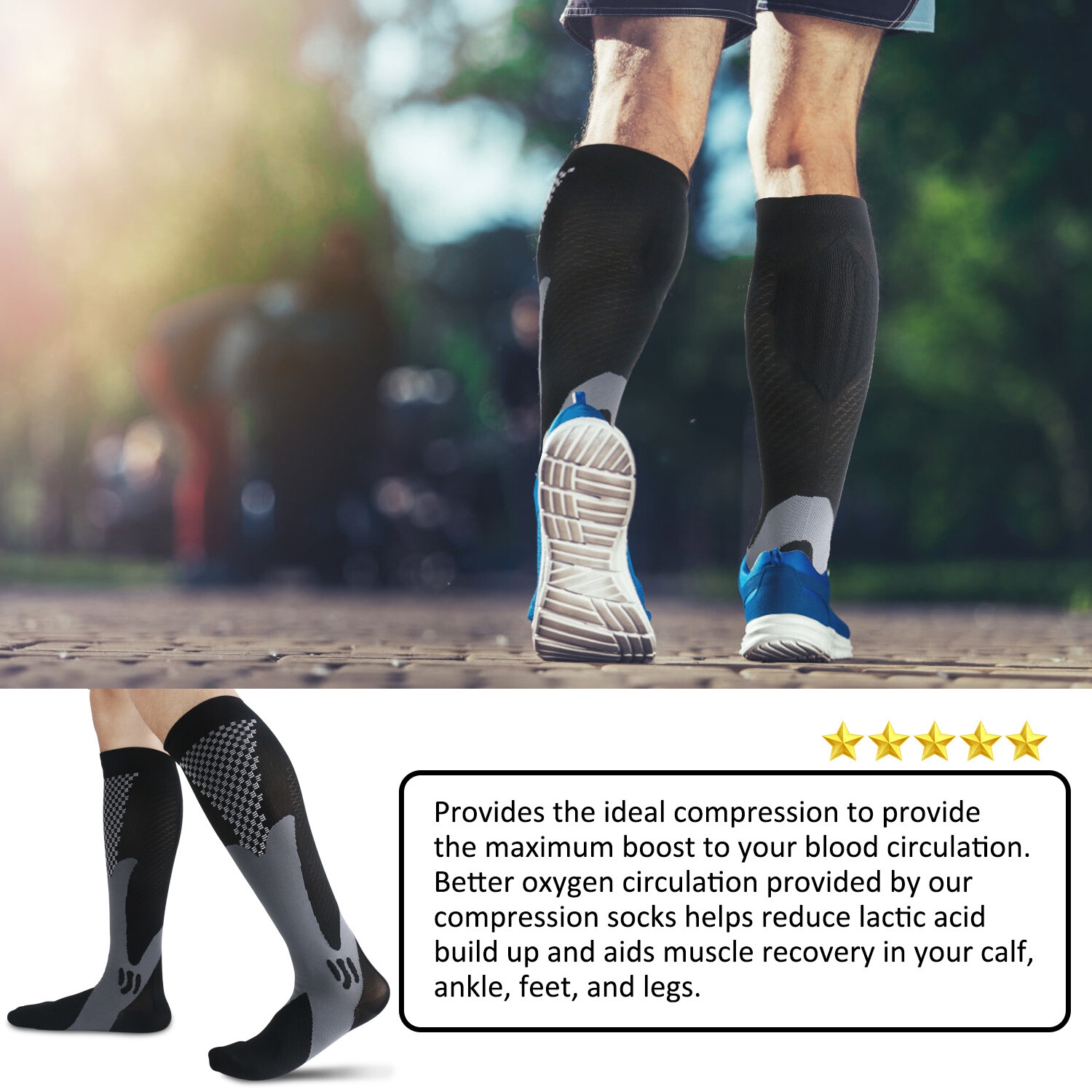 3 Pair Men Women Compression Socks Varicose Veins Leg Relief Pain Anti Fatigue