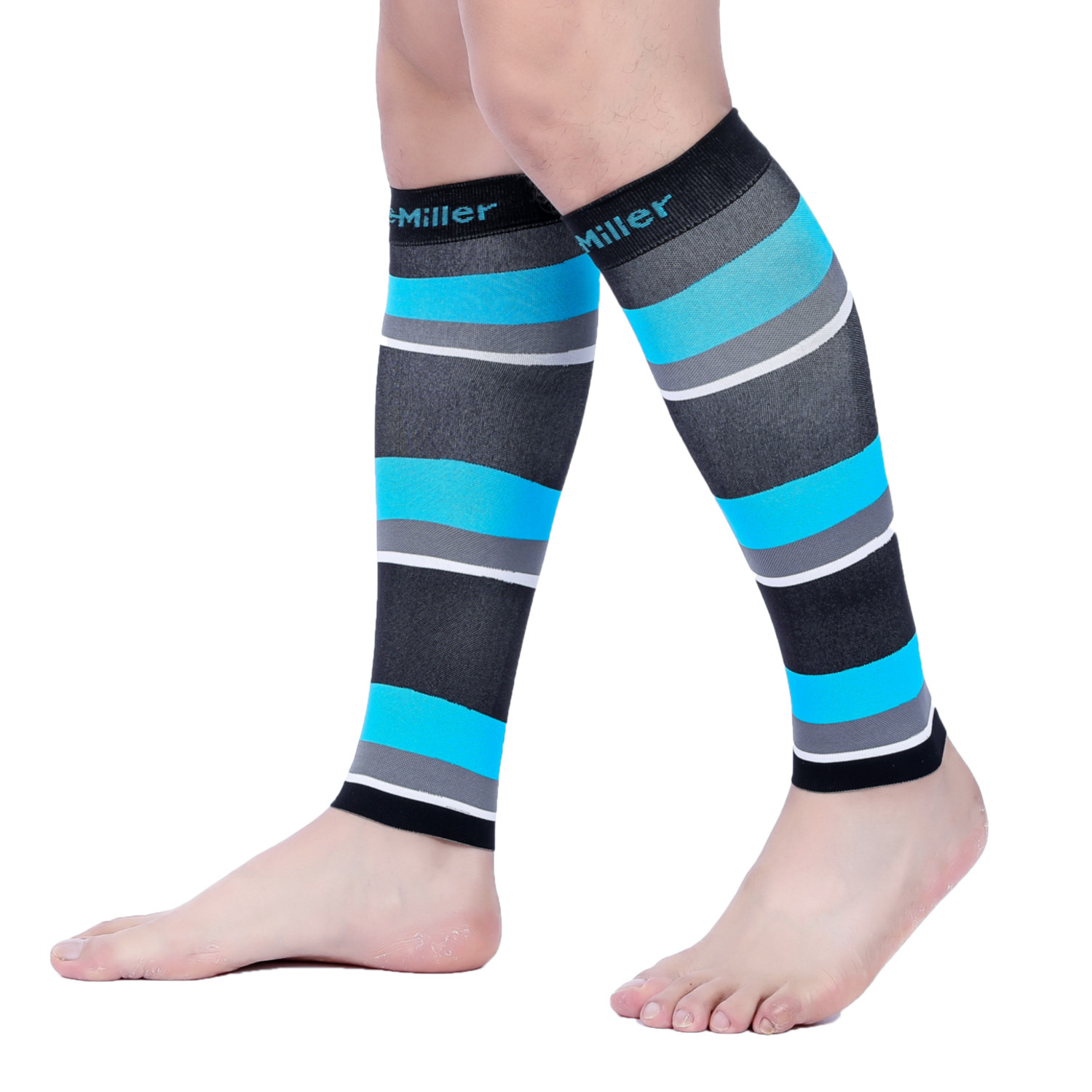Doc Miller Calf Compression Sleeve 1Pair 20-30mmHg Varicose Vein BLK/BLU/GRY/WHT