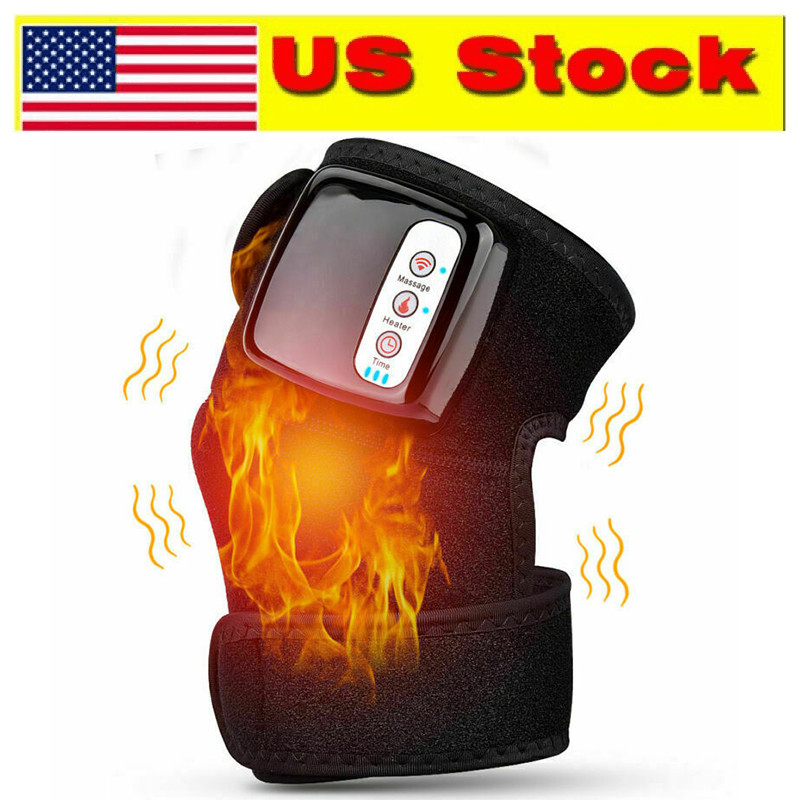 Electric Heating Vibration Knee Joint Pad Brace Massage Therapy Legs Massager US