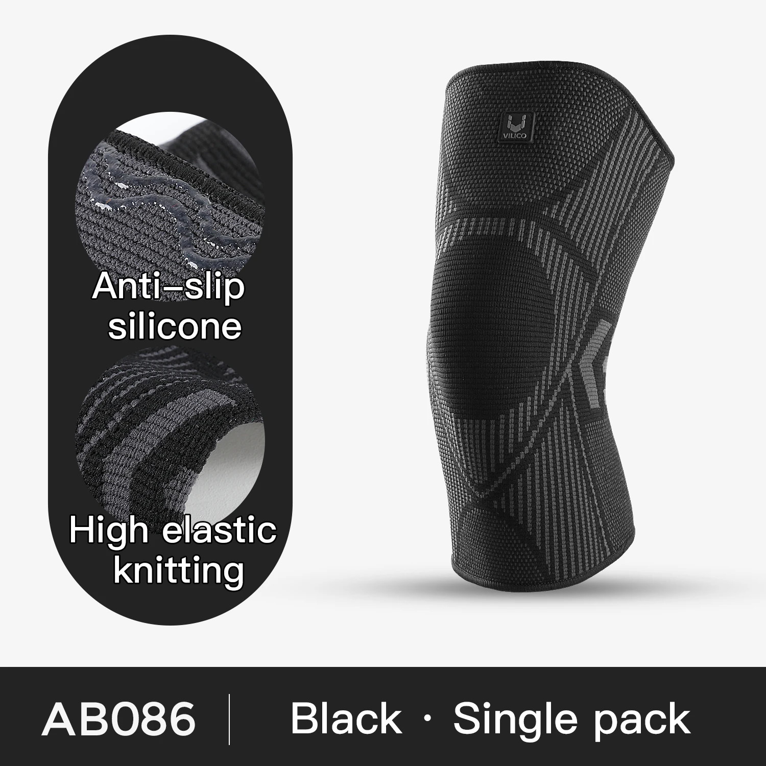 1 PC Professional Knee Support Compression Knee Sleeve anti Slip Silicone Knee B