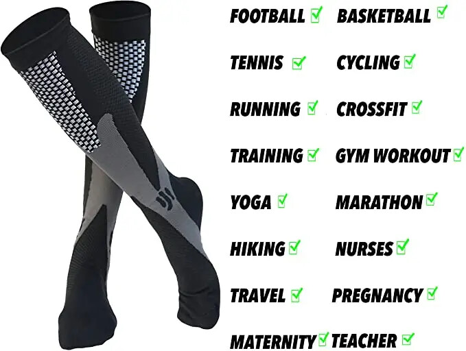 Compression Socks Stockings Knee High Women Men Medical 20-30 mmHG S/M/X/XL/3XL